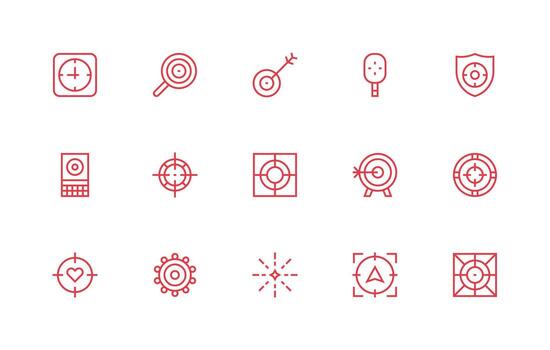 Regular Line Icons from Aim Set with 15 Vectors Flexible Icon System for Web Interfaces