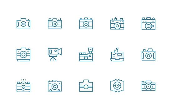 Capture Visual Pack containing 15 Regular Line Icons Quick Access Icons for UI Development vector