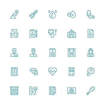 25 medio carrera contorno íconos para diagnóstico gráficos íconos construido para visual consistencia paquete vector