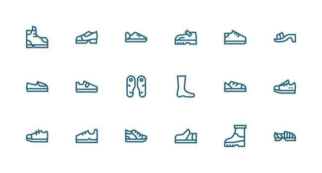 Sole Design Icons featuring 18 in Strong Stroke Line Style Core Icon Collection for Daily Tasks vector