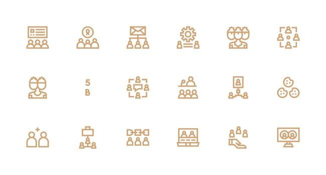 Strong Stroke Line Icons from Group Set with 18 Vectors Layout Icon Collection