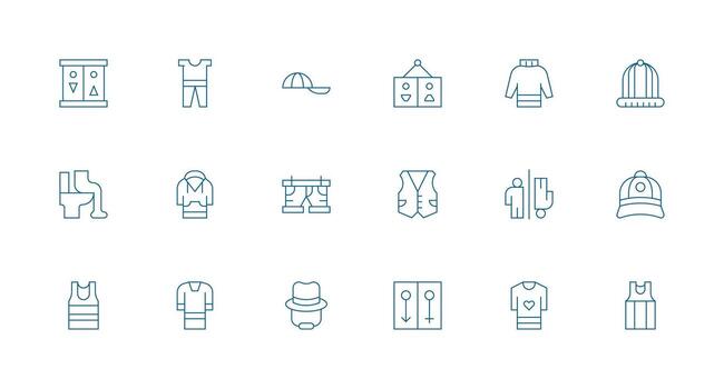 unisexo icono conjunto con 18 mínimo línea gráficos ligero icono serie vector