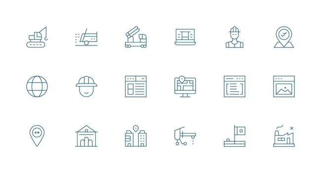 mínimo línea íconos desde sitio conjunto con 18 vectores simplificado icono paquete para visual herramientas