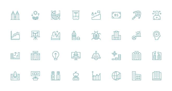 desarrollo conjunto con 32 Delgado línea íconos pulcramente diseñado íconos para web plataformas vector