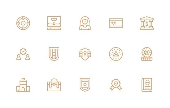 Regular Line Style Safe Icons with 15 Vectors Clean Icon Collection for Web Use