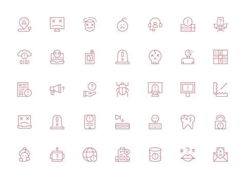 Problem Visual Pack containing 35 Light Line Icons Icon Pack for Various Themes vector