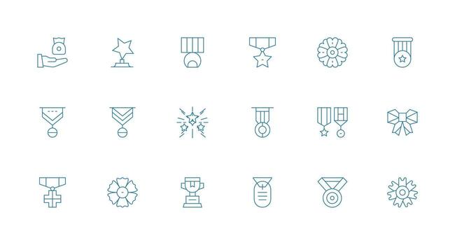 Commendation Icon Collection with 18 Minimal Line Designs Icon Set for Web vector