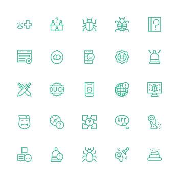 problema conjunto con 25 medio carrera contorno íconos ordenado icono conjunto vector