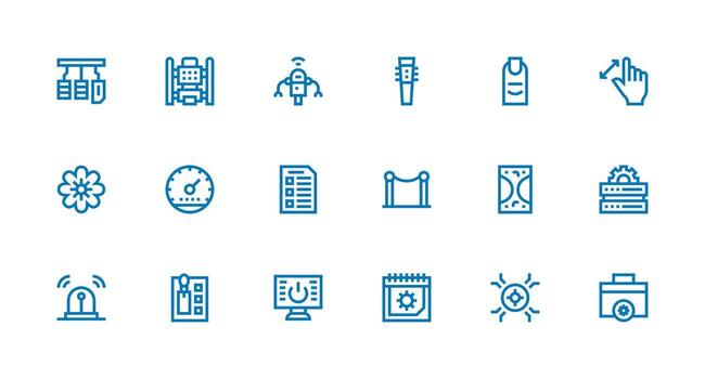Control Design Icons featuring 18 in Strong Stroke Line Style Detailed Icon Collection for Design Systems vector