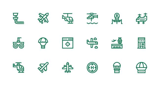 Landing Icon Set with 18 Strong Stroke Line Graphics Line Icon Collection vector