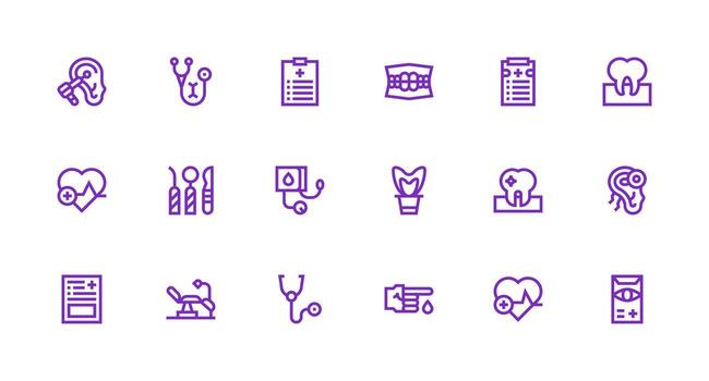 Checkup Icon Collection with 18 Strong Stroke Line Designs Detailed Icon Collection for Design Systems vector