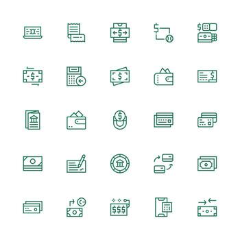 Medium Stroke Outline Icons from Credit Set with 25 Vectors All Device Compatible Icon Set