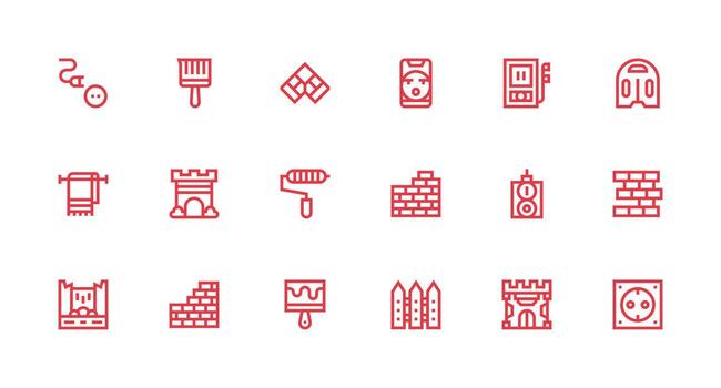 Strong Stroke Line Icons from Wall Set with 18 Vectors UI and UX Focused Icon Collection
