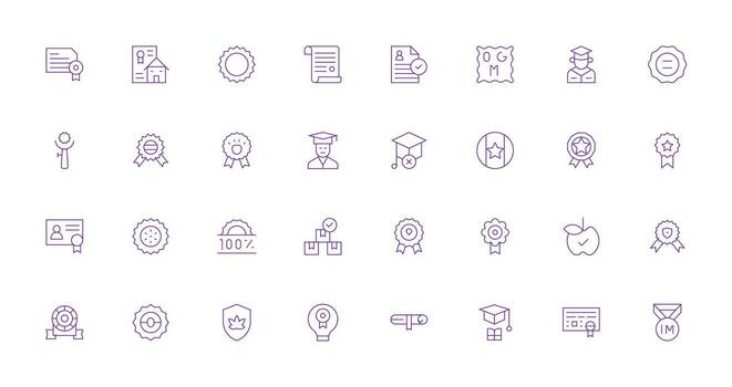 Thin Line Icons from Certification Set with 32 Vectors Professional Icon Set