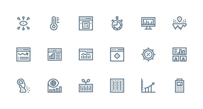 18 Strong Stroke Line Vectors for Analytics Theme Fully Editable Icon Set for Web