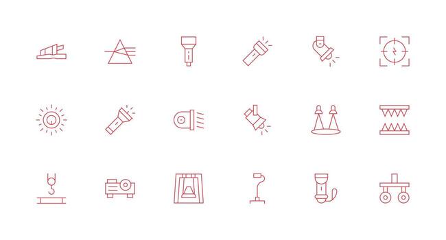 18 íconos para haz en mínimo línea formato píxel Perfecto íconos para moderno aplicaciones vector