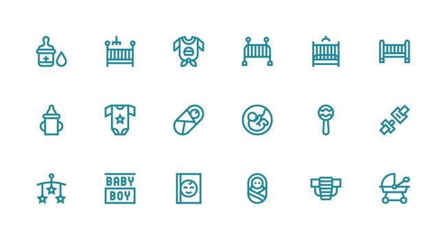 Infant Icon Set with 18 Strong Stroke Line Graphics Multi-Purpose Icon Set vector