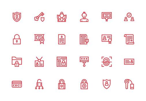 autenticación diseño íconos presentando 24 en grueso línea línea estilo todas dispositivo compatible icono conjunto vector