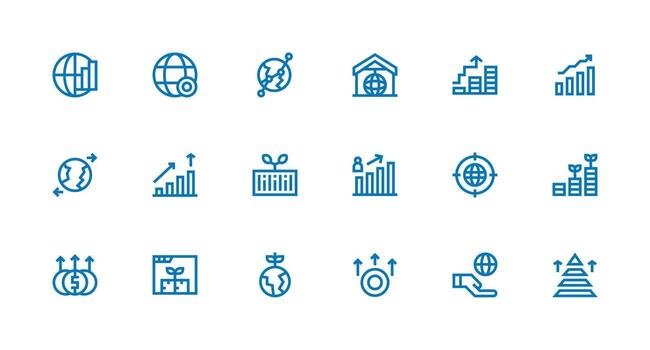 Expansion featuring 18 Icons in Strong Stroke Line Design Sharp Icons for Presentations vector