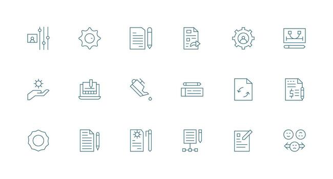 Change Icon Set with 18 Minimal Line Graphics Fully Editable Icon Set for Web vector
