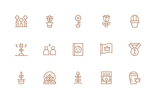 Growing featuring 15 Icons in Regular Line Design Fully Editable Icon Set for Web vector