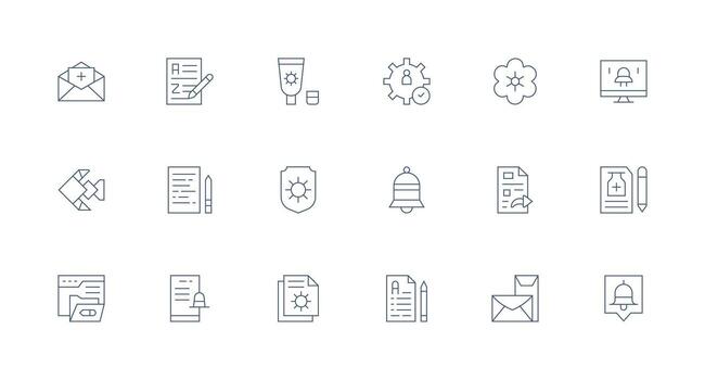 Update Visual Pack containing 18 Minimal Line Icons Essential Icon Set for Teams vector