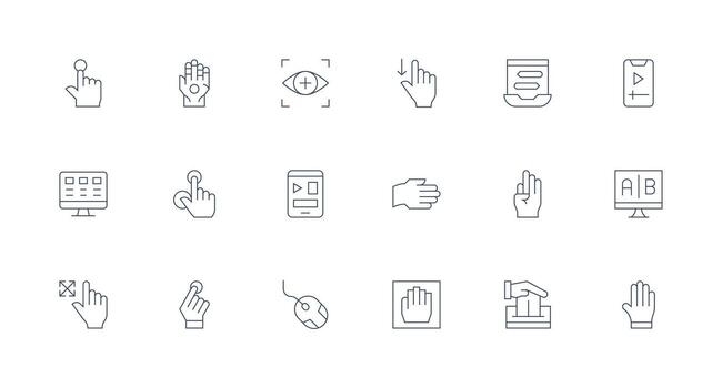 mínimo línea estilo ui íconos con 18 vectores agudo íconos para presentaciones