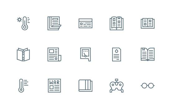 15 Regular Line Designs for Reading Icons Reusable Icon Set vector