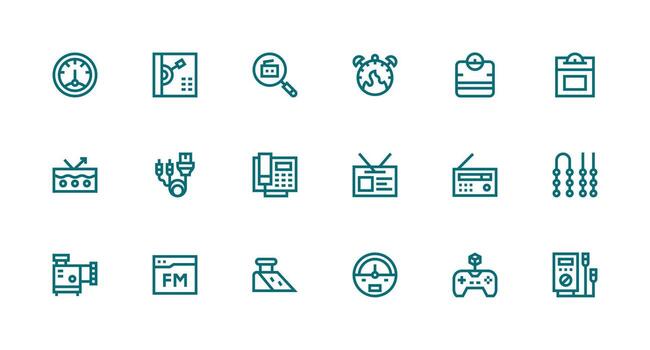 Analog Icon Set with 18 Strong Stroke Line Graphics Creative Icon Set vector
