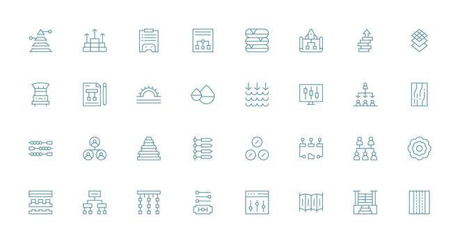 Levels Icon Set with 32 Thin Line Graphics Universal Icon Pack vector