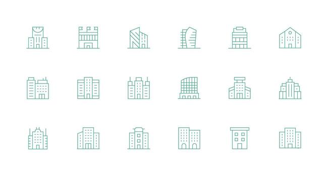 Minimal Line Icons from Modern Architecture Set with 18 Vectors High-Quality Icon Pack