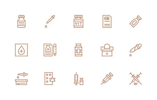 15 Regular Line Icons for Dosage Graphics Customizable Icon Series for Mobile Screens vector