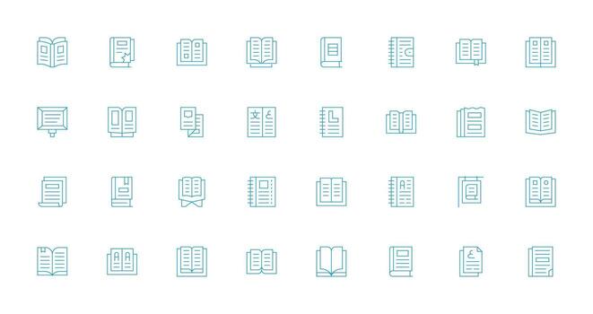 paginas icono conjunto con 32 Delgado línea gráficos digital producto íconos para rápido entrega vector