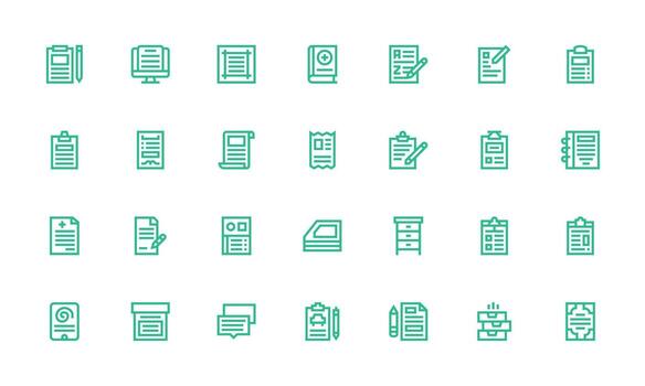 Paperwork Icon Set with 28 Bold Line Graphics Full Icon Library for UI Designers vector