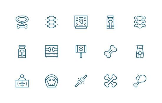 Bone featuring 15 Icons in Regular Line Design Essential Icon Set for Teams vector