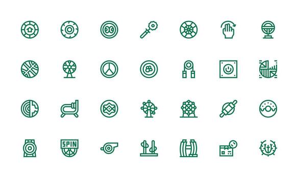 circular presentando 28 íconos en negrita línea diseño completamente editable icono conjunto para web vector