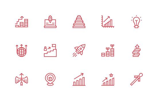 Advancement Icon Set with 15 Regular Line Graphics Multi-Purpose Icon Set vector