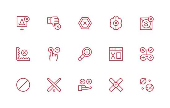 15 Icons for Deny in Regular Line Format Outline Icon Pack vector