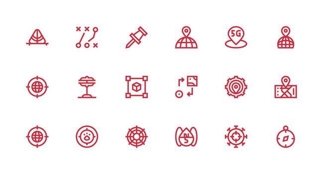 Positioning Visual Pack containing 18 Strong Stroke Line Icons Web Icon Collection vector