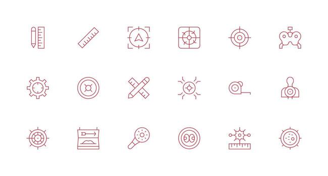 exactitud incluso 18 mínimo línea ilustraciones sensible icono conjunto para flexible diseños vector