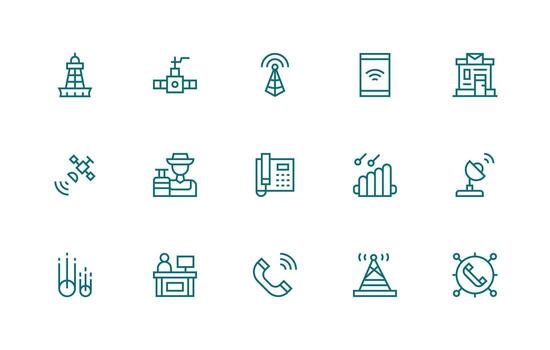 recepción conjunto con 15 regular línea íconos interfaz icono colección para diario proyectos vector