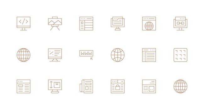 web página icono colección con 18 mínimo línea diseños icono conjunto para proyectos vector