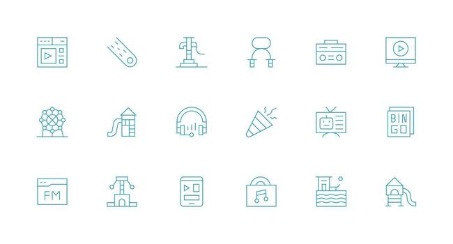 Minimal Line Style Entertainment Icons with 18 Vectors Multi-Style Icon Collection