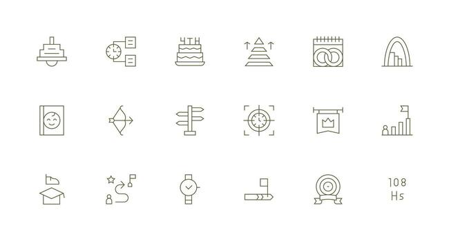 Milestone Icon Set with 18 Minimal Line Graphics Reliable Icons for All Interfaces vector