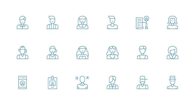 18 Minimal Line Icons for Individual Graphics Simple Icons for Interface and Wireframes vector