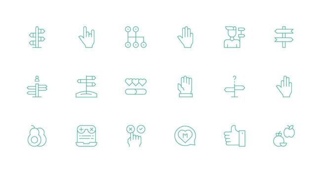 Choice featuring 18 Icons in Minimal Line Design Versatile Icon Collection for Designers vector