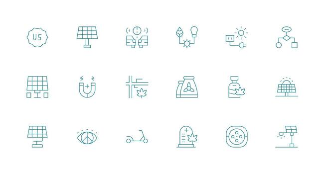 Alternative Icon Set with 18 Minimal Line Graphics Organized Pack for Project Assets vector