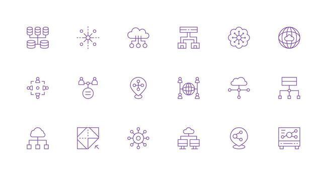 18 Minimal Line Icons for Distributed Graphics Web and App Icon Pack Collection vector