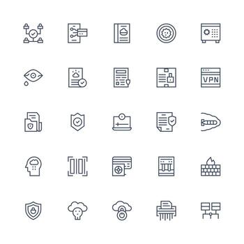 25 Icons for Data Security in Medium Stroke Outline Format Icons Built for Visual Consistency Pack vector