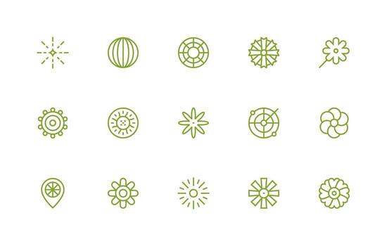 Regular Line Style Radial Icons with 15 Vectors Pixel Perfect Icon Set